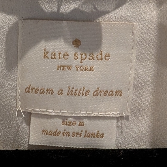 Kate Spade "Mrs" Silky White Robe with Black Piping Sz M - Picture 2 of 8